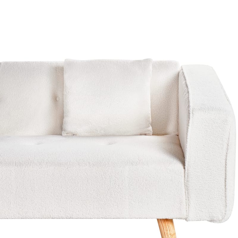 Hjørnesofa Vadso - Hvid, lyst træ/Højrevendt - Møbler - Sofaer - Sovesofaer