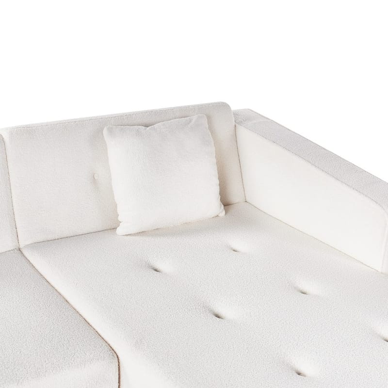 Hjørnesofa Vadso - Hvid, lyst træ/Venstrevendt - Møbler - Sofaer - Sovesofaer