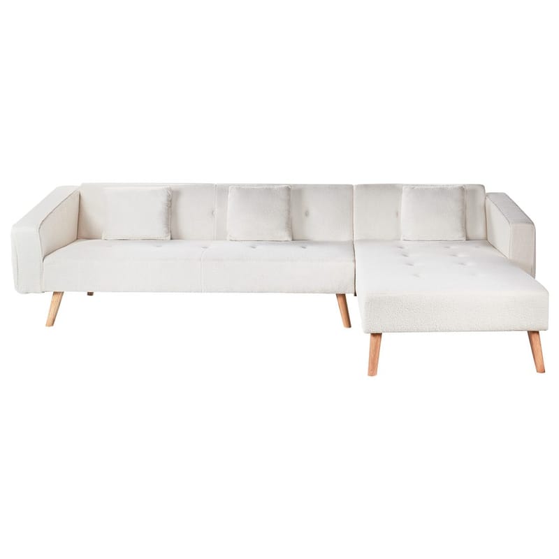 Hjørnesofa Vadso - Hvid, lyst træ/Venstrevendt - Møbler - Sofaer - Sovesofaer