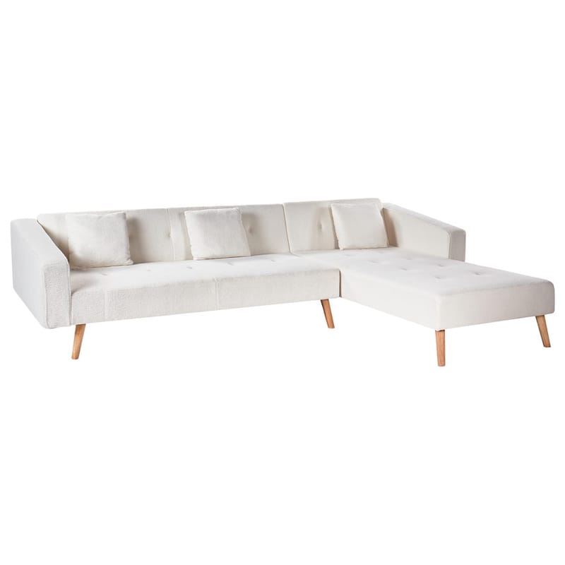 Hjørnesofa Vadso - Hvid, lyst træ/Venstrevendt - Møbler - Sofaer - Sovesofaer