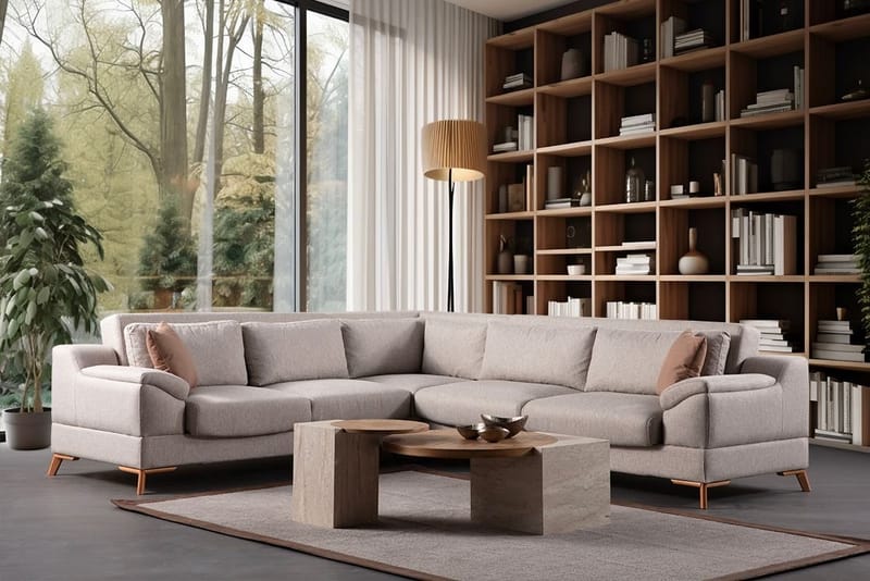 Hjørnesovesofa Atelier Del Sofa Aqua Corner beige (275/300 x 100 x 90 cm) Venstre 2 / Højre 3 - Møbler - Sofaer - Sovesofaer