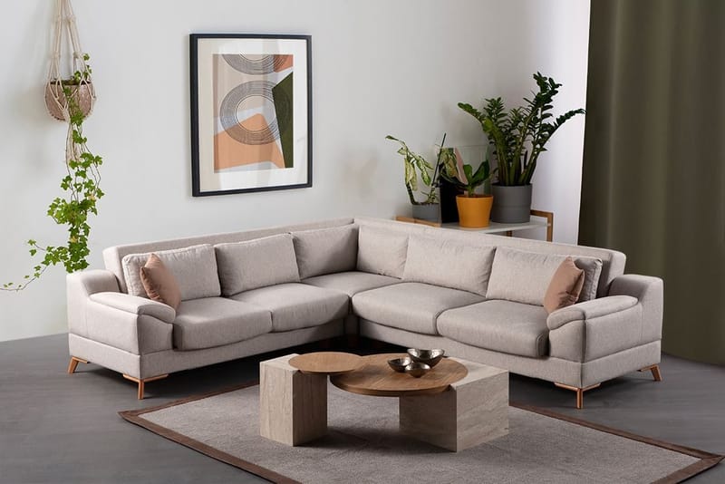 Hjørnesovesofa Atelier Del Sofa Aqua Corner beige (275/300 x 100 x 90 cm) Venstre 2 / Højre 3 - Møbler - Sofaer - Sovesofaer