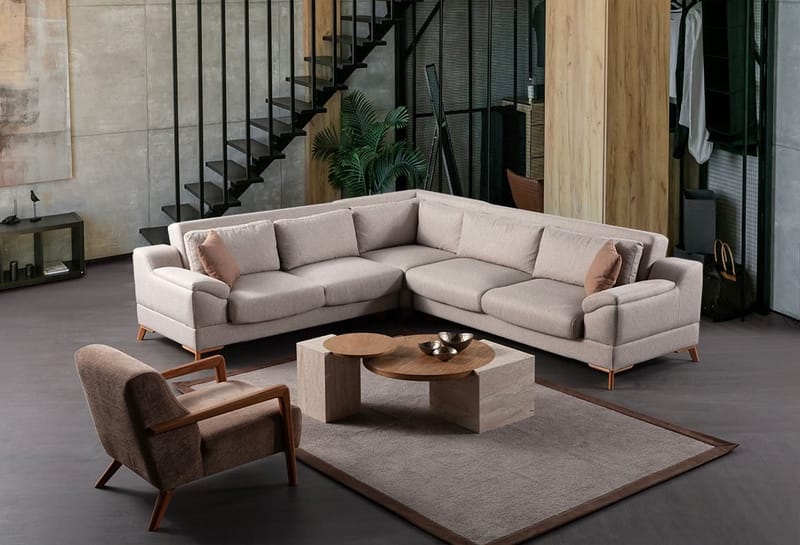 Hjørnesovesofa Atelier Del Sofa Aqua Corner beige (275/300 x 100 x 90 cm) Venstre 2 / Højre 3 - Møbler - Sofaer - Sovesofaer