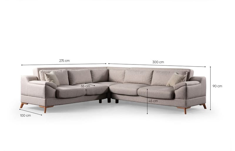 Hjørnesovesofa Atelier Del Sofa Aqua Corner beige (275/300 x 100 x 90 cm) Venstre 2 / Højre 3 - Møbler - Sofaer - Sovesofaer