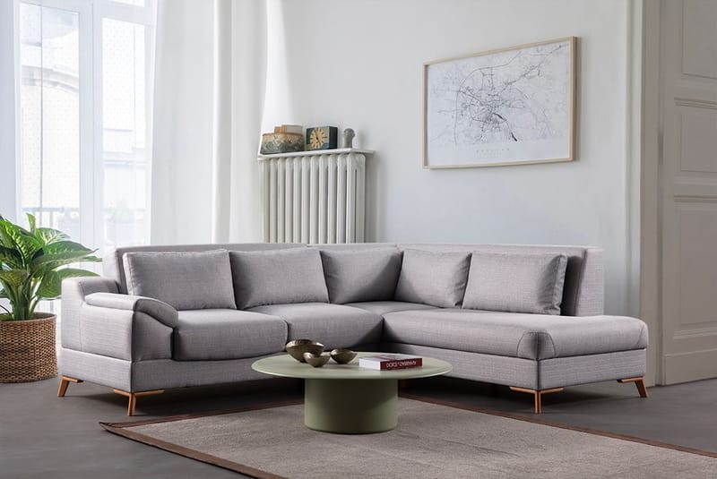 Hjørnesovesofa Atelier Del Sofa Aqua Grå (225/275 x 100 x 90 cm) Højre - Møbler - Sofaer - Sovesofaer