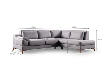 Hjørnesovesofa Atelier Del Sofa Aqua Grå (225/275 x 100 x 90 cm) Højre - Møbler - Sofaer - Sovesofaer