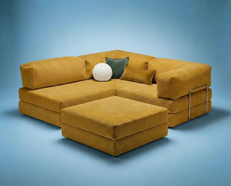 Hjørnesovesofa Atelier Del Sofa Kanyon (300 x 100 x 33 cm) Sennep - Møbler - Sofaer - Sovesofaer