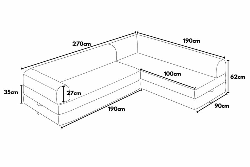Hjørnesovesofa Atelier Del Sofa Legom Eco (280 x 90 x 25 cm) Blå - Møbler - Sofaer - Sovesofaer