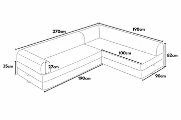 Hjørnesovesofa Atelier Del Sofa Legom Eco (280 x 90 x 25 cm) Lysegrå - Møbler - Sofaer - Sovesofaer