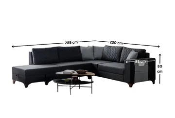 Hjørnesovesofa Atelier Del Sofa Loft Venstre (230 x 90 x 150 cm) Antracit - Antracit - Møbler - Sofaer - Sovesofaer