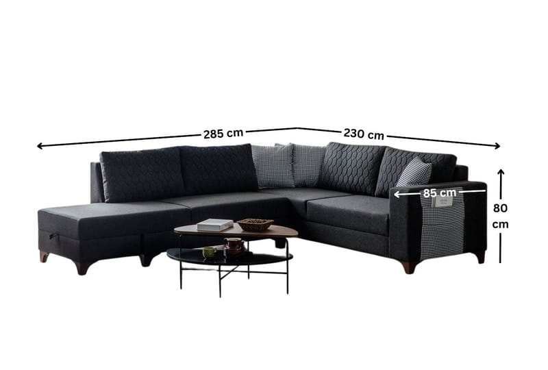 Hjørnesovesofa Atelier Del Sofa Loft Venstre (230 x 90 x 150 cm) Antracit - Antracit - Møbler - Sofaer - Sovesofaer