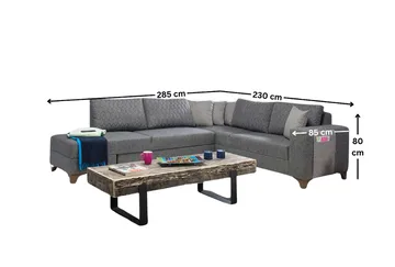 Hjørnesovesofa Atelier Del Sofa Loft Venstre (230 x 90 x 150 cm) Grå - Grå - Møbler - Sofaer - Sovesofaer