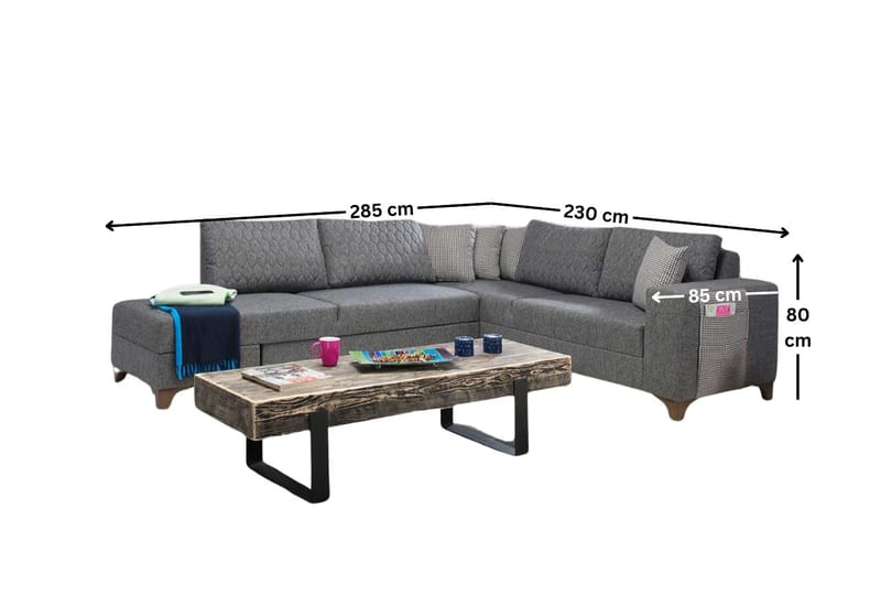Hjørnesovesofa Atelier Del Sofa Loft Venstre (230 x 90 x 150 cm) Grå - Grå - Møbler - Sofaer - Sovesofaer