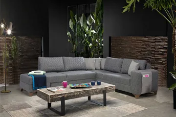 Hjørnesovesofa Atelier Del Sofa Loft Venstre (230 x 90 x 150 cm) Grå - Grå - Møbler - Sofaer - Sovesofaer