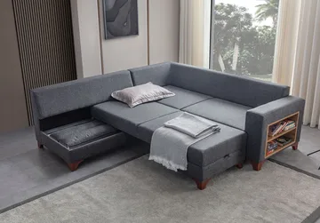 Hjørnesovesofa Atelier Del Sofa T-Loft Højre (230 x 90 x 150 cm) Antracit - Antracit - Møbler - Sofaer - Sovesofaer - Hjørnesovesofa