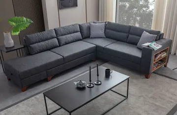 Hjørnesovesofa Atelier Del Sofa T-Loft Højre (230 x 90 x 150 cm) Antracit - Antracit - Møbler - Sofaer - Sovesofaer - Hjørnesovesofa