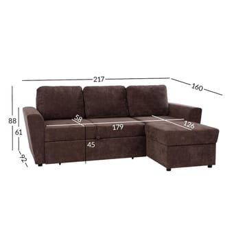 Hjørnesovesofa Fenor - Brun - Møbler - Sofaer - Sovesofaer