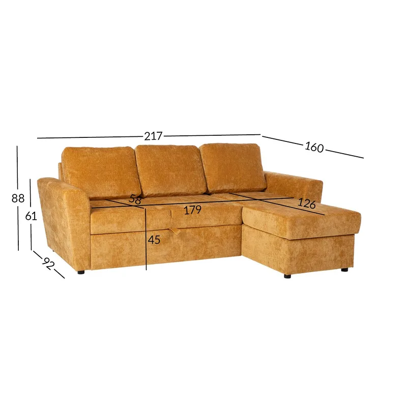 Hjørnesovesofa Fenor - Lysegul - Møbler - Sofaer - Sovesofaer