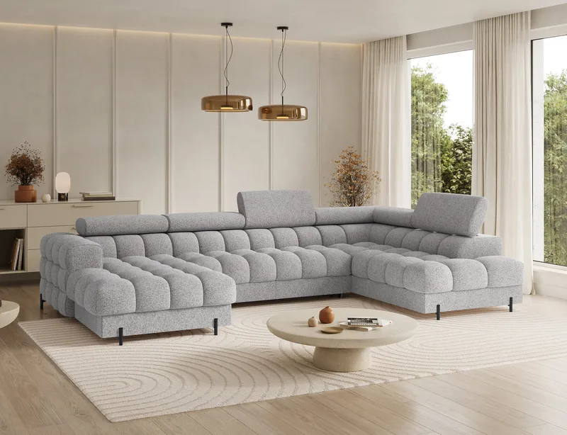 Feraria 6-personers boblende sovesofa med divan og chaiselong, opbevaring, højre - Pellerito 03 - Møbler - Sofaer - Sovesofaer - Hjørnesovesofa
