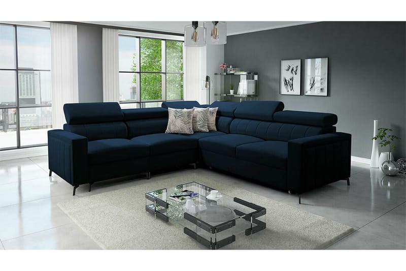 Galbally 4-sits Hörnbäddsoffa NO_BRAND Dark blue - Møbler - Sofaer - Sovesofaer - Hjørnesovesofa