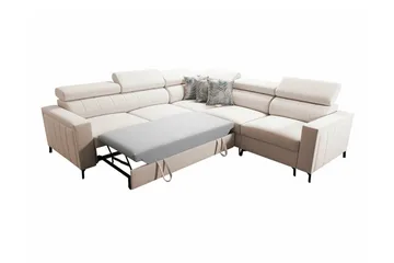 Galbally 4-personers L-formet Hjørnesovesofa med Opbevaring i Fløjl - Blå - Møbler - Sofaer - Sovesofaer - Hjørnesovesofa