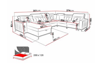 Galbally 5-sits Hörnbäddsoffa Dark blue - Møbler - Sofaer - Sovesofaer - Hjørnesovesofa