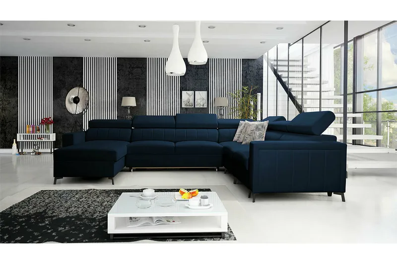Galbally 5-sits Hörnbäddsoffa NO_BRAND Dark blue - Møbler - Sofaer - Sovesofaer - Hjørnesovesofa