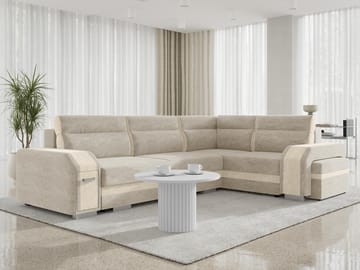 hjørnesofa Assan Nazar 225.02 + Nazar 225.01 Højrevendt - beige - Møbler - Sofaer - Sovesofaer - Hjørnesovesofa
