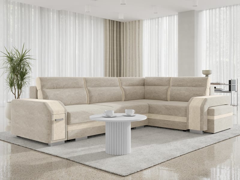 hjørnesofa Assan Nazar 225.02 + Nazar 225.01 Højrevendt - beige - Møbler - Sofaer - Sovesofaer - Hjørnesovesofa
