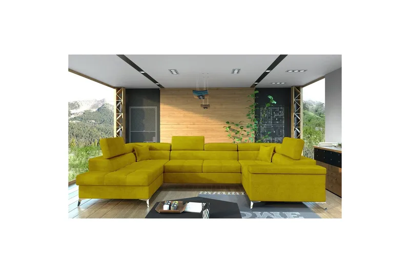 Hjørnesofa Eltap Thiago 342x208x88 cm, Omega 68, Gul, Venstre