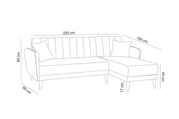 Jenick Hjørnesovesofa - Grå - Møbler - Sofaer - Sovesofaer - Sovesofa chaiselong
