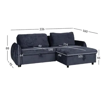 Hjørnesovesofa Klevor - Blå - Møbler - Sofaer - Sovesofaer