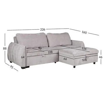 Hjørnesovesofa Klevor - Lysegrå - Møbler - Sofaer - Sovesofaer