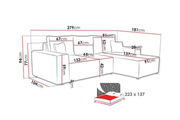 Knocklong 3-personers Hjørnesovesofa - Lyserød - Møbler - Sofaer - Sovesofaer - Sovesofa chaiselong
