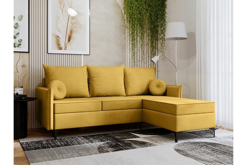 Knocklong 3-personers Hjørnesovesofa - Gul - Møbler - Sofaer - Sovesofaer