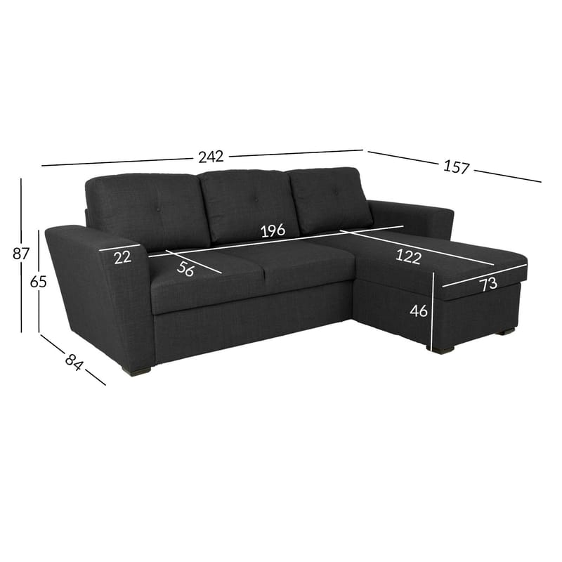 Hjørnesovesofa Korsvik - Mørkegrå - Møbler - Sofaer - Sovesofaer