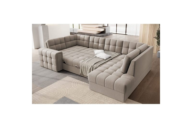Sektionssofa Eltap Blewett 299x198x82 cm - Sola 18, Beige, Højre - Møbler - Sofaer - Sovesofaer - Hjørnesovesofa