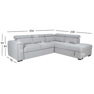 Hjørnesovesofa Selmar Højre - Grå - Møbler - Sofaer - Sovesofaer
