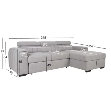 Hjørnesovesofa Selmar Højre - Grå - Møbler - Sofaer - Sovesofaer