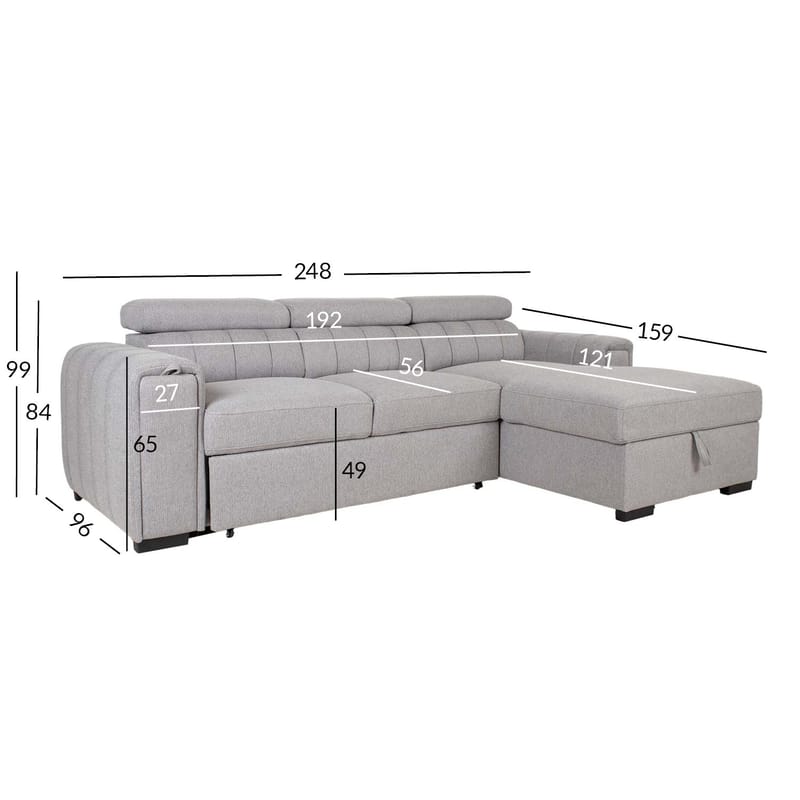 Hjørnesovesofa Selmar Højre - Grå - Møbler - Sofaer - Sovesofaer