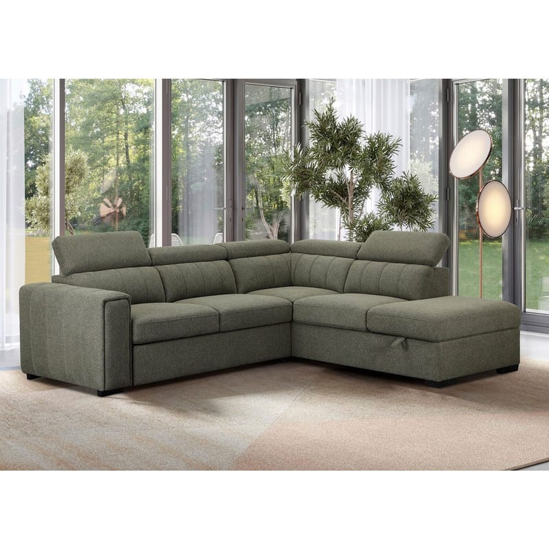 Hjørnesovesofa Selmar Højre - Lysegrøn - Møbler - Sofaer - Sovesofaer