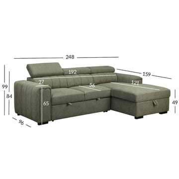 Hjørnesovesofa Selmar Højre - Lysegrøn - Møbler - Sofaer - Sovesofaer