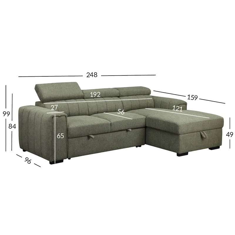 Hjørnesovesofa Selmar Højre - Lysegrøn - Møbler - Sofaer - Sovesofaer