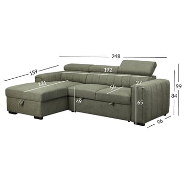 Hjørnesovesofa Selmar Venstre - lysegrøn - Møbler - Sofaer - Sovesofaer