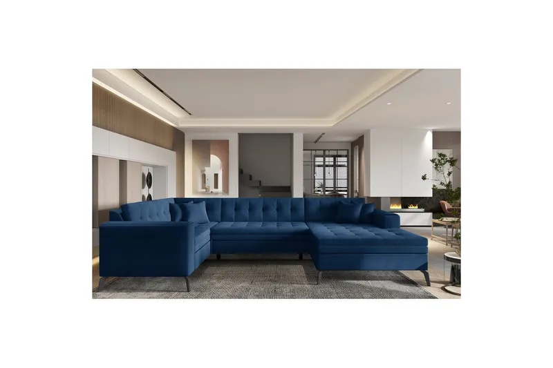Sofa med chaiselong Eltap Montez 340x180x93 cm, Nube 40, Blå, Højre