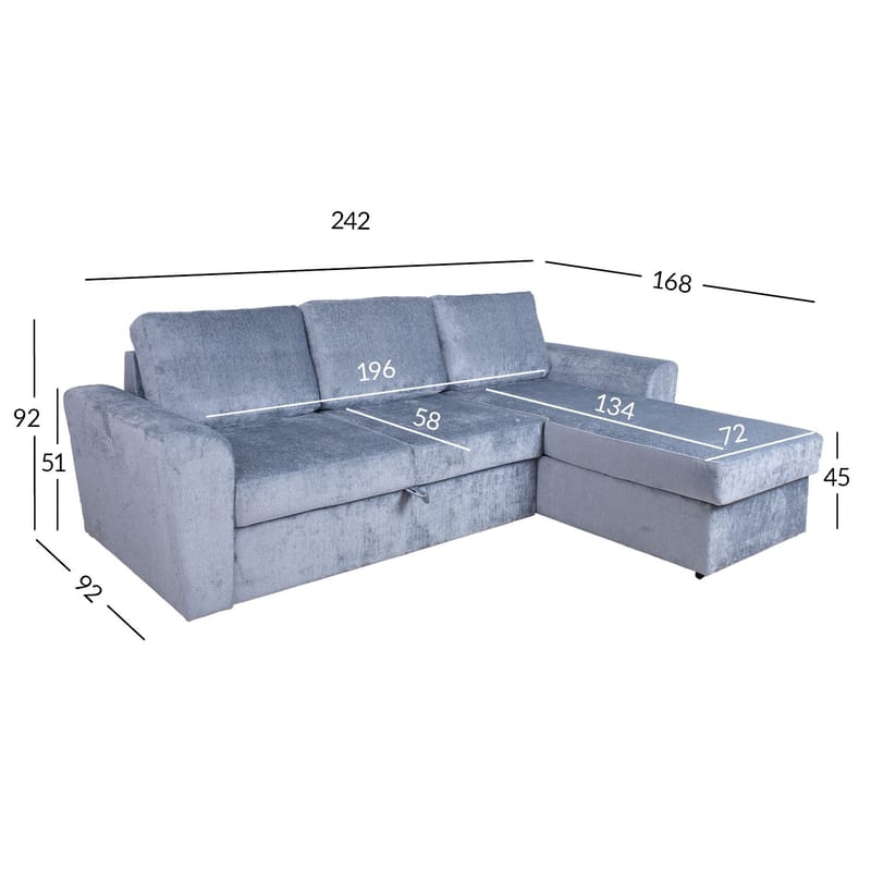 Hjørnesovesofa Tjörnö - Blågrå - Møbler - Sofaer - Sovesofaer
