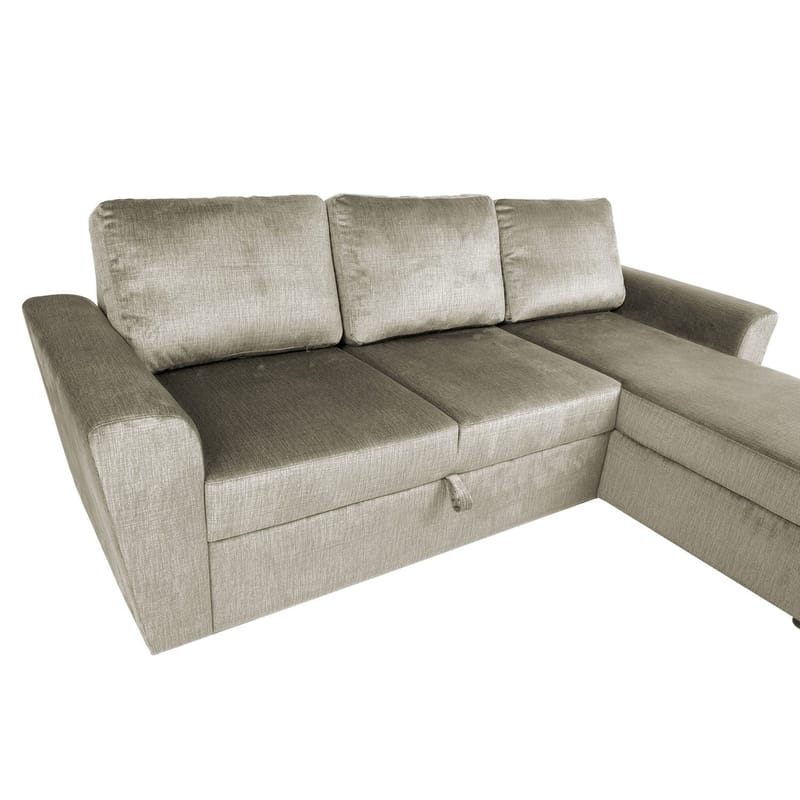 Hjørnesovesofa Tjörnö fløjl - Beige velour - Møbler - Sofaer - Sovesofaer