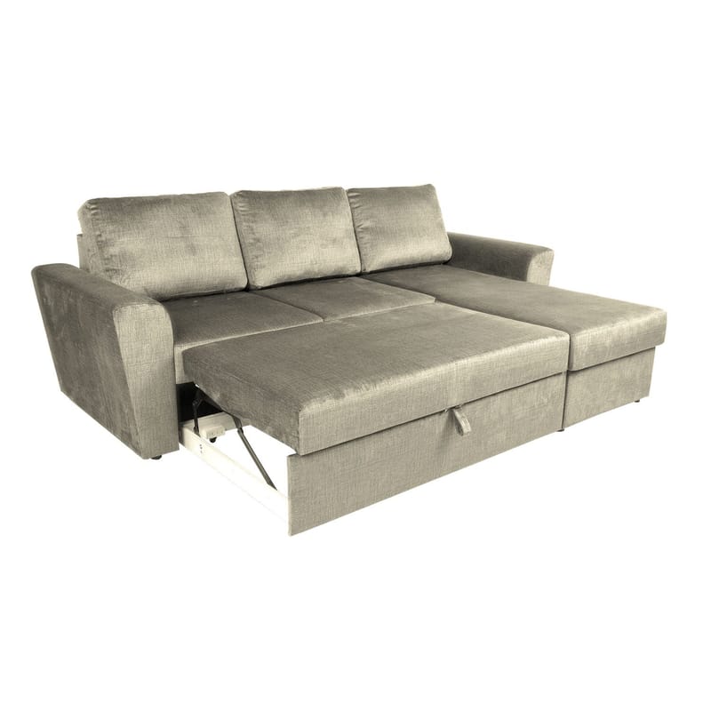 Hjørnesovesofa Tjörnö fløjl - Beige velour - Møbler - Sofaer - Sovesofaer