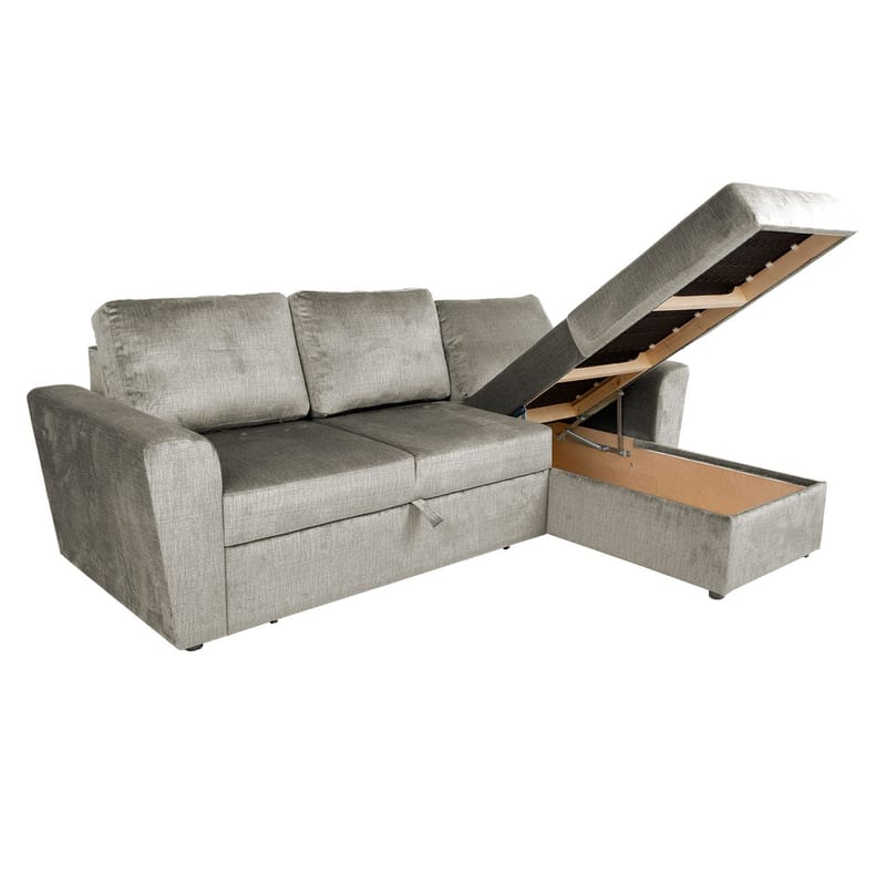 Hjørnesovesofa Tjörnö fløjl - Beige velour - Møbler - Sofaer - Sovesofaer
