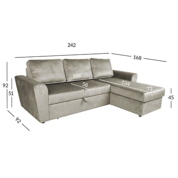Hjørnesovesofa Tjörnö fløjl - Beige velour - Møbler - Sofaer - Sovesofaer
